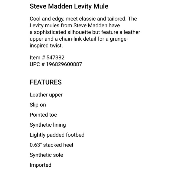 Steve Madden Levity Mule Chain Feature Pointed Loafer - Picture 4 of 4